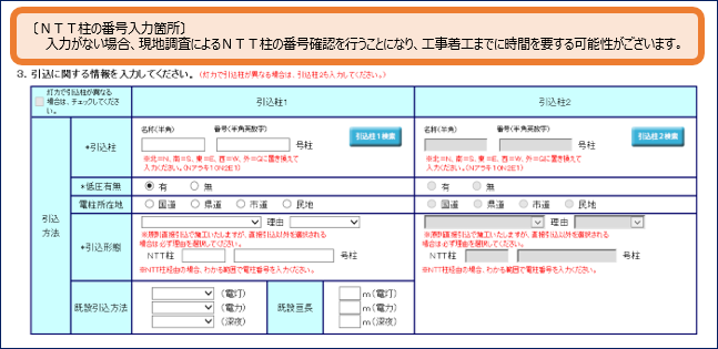 NTT柱の番号入力箇所