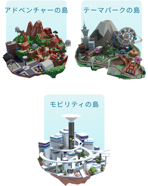 アドベンチャーの島 モビリティの島 テーマパークの島