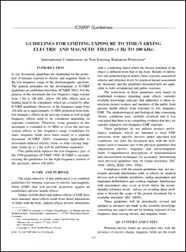 時間変化する電界、磁界及び電磁界への曝露制限のためのガイドライン