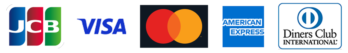 JCB,VISA,Mastercard,AMEX,Diners